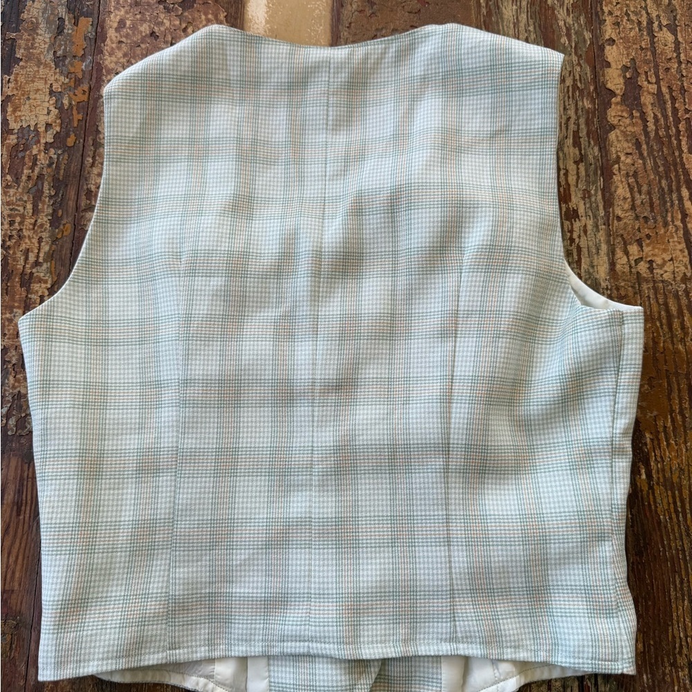Vintage Green Plaid Button-Up Vest | Medium - Picture 3 of 4